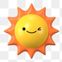 3D sun png happy face emoticon, transparent background