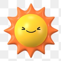 3D sun png winking face emoticon, transparent background