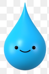 3D water drop png happy face emoticon, transparent background