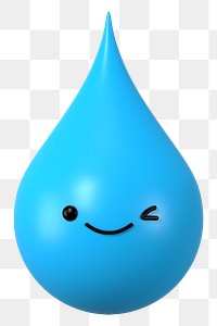 3D water drop png winking face emoticon, transparent background