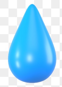 PNG 3D blue water drop, transparent background