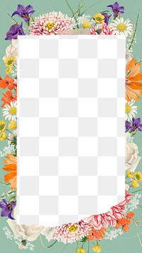 Wedding flower png frame, colorful botanical transparent design