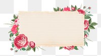 PNG Pink rose badge, vintage botanical illustration, transparent background