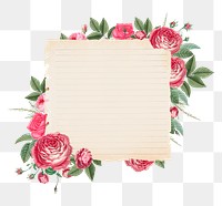 PNG Pink rose badge, vintage botanical illustration, transparent background