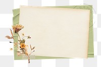 PNG Autumn flower badge, vintage paper design, transparent background