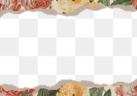 Vintage flower png border, botanical aesthetic, transparent background