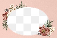 Vintage flower png frame, pink aesthetic transparent design