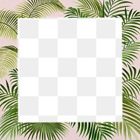 Tropical palm leaf png frame, Summer aesthetic, transparent design