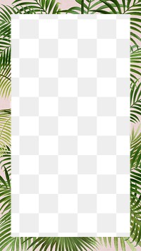 Tropical palm leaf png frame, Summer aesthetic, transparent design