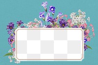 Purple flower png frame, Spring aesthetic illustration, transparent design