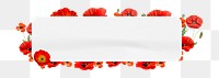 PNG Red poppy badge, Summer flower design, transparent background