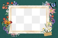 Spring flowers png frame, colorful botanical transparent design