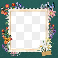 Spring flowers png frame, colorful botanical transparent design