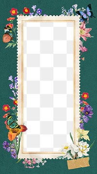 Spring flowers png frame, colorful botanical transparent design