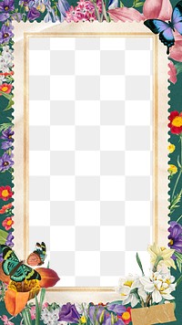 Spring flowers png frame, colorful botanical transparent design