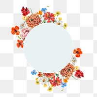 PNG Summer floral badge, oval shape design, transparent background