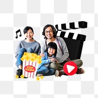 Family movie entertainment activity png, transparent background