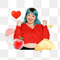 Woman food collage png, transparent background