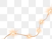 Orange string light png border, transparent background