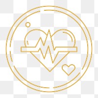 PNG Heartbeat pulse  icon badge, health & wellness line art illustration, transparent background