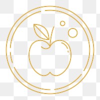 PNG Apple icon badge, health & wellness line art illustration, transparent background