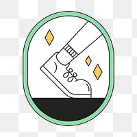PNG Running sneaker logo badge, line art design, transparent background