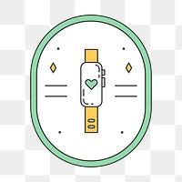 PNG Health tracker smartwatch logo badge, line art design, transparent background