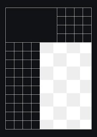Black png frame, white grid, transparent background
