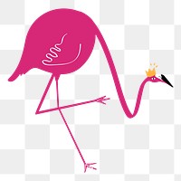 Pink flamingo bird png sticker, aesthetic tropical collage element on transparent background