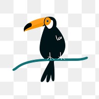 Toucan bird png clip art, aesthetic tropical illustration on transparent background 