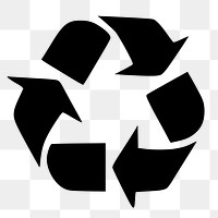 Black recycle sign png clipart illustration, transparent background. Free public domain CC0 image.