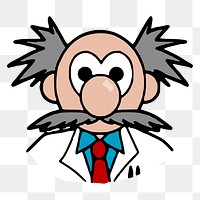 Scientist cartoon png clipart illustration, transparent background. Free public domain CC0 image.