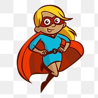 Female superhero png clipart illustration, transparent background. Free public domain CC0 image.