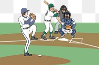 Baseball game png clipart illustration, transparent background. Free public domain CC0 image.