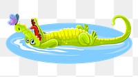 Happy crocodile png clipart illustration, transparent background. Free public domain CC0 image.