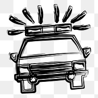 Police car png clipart illustration, transparent background. Free public domain CC0 image.