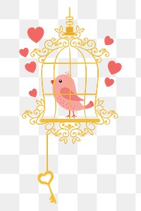 Gold bird cage png clipart illustration, transparent background. Free public domain CC0 image.