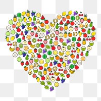 Fruit heart png clipart illustration, transparent background. Free public domain CC0 image.