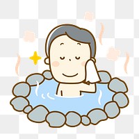 Man in onsen png clipart illustration, transparent background. Free public domain CC0 image.