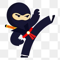 Ninja character png clipart illustration, transparent background. Free public domain CC0 image.