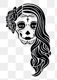 Day of the dead vintage icon png clipart illustration, transparent background. Free public domain CC0 image.