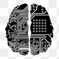 AI brain png clipart illustration, transparent background. Free public domain CC0 image.