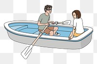 Couple paddling boat png clipart, transparent background. Free public domain CC0 image.