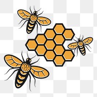 Honey bees png clipart, transparent background. Free public domain CC0 image.