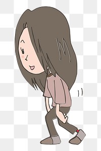 Brunette girl cartoon png clipart, transparent background. Free public domain CC0 image.