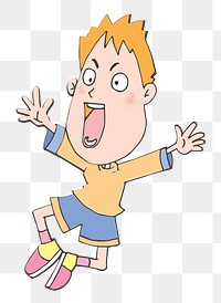 Cheerful boy cartoon png clipart, transparent background. Free public domain CC0 image.