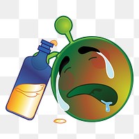 Drunk alien cartoon png clipart, transparent background. Free public domain CC0 image.