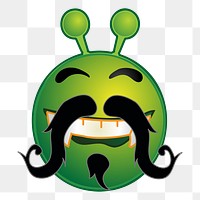 Bearded  alien cartoon png clipart, transparent background. Free public domain CC0 image.