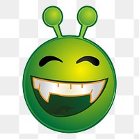 Fanged alien cartoon png clipart, transparent background. Free public domain CC0 image.