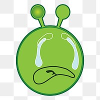 Crying alien cartoon png clipart, transparent background. Free public domain CC0 image.